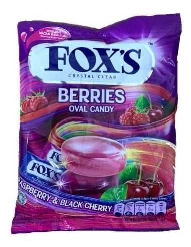 خرید آبنبات تمشک و گیلاس فاکس Fox's Crystal Clear Berries Oval Candy