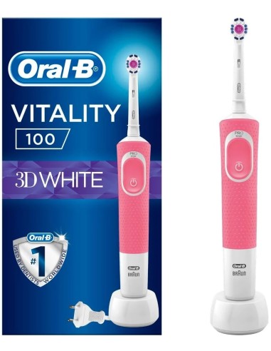 خرید مسواک برقی ویتالیتی 100 تیری دی وایت صورتی اورال بی Oral B Vitality 100 3DWhite Pink Electric Rechargeable Toothbrush