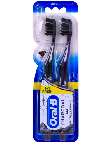 خرید مسواک ذغال سفیدکننده مدیوم اورال بی (2 عددی) Oral B Medium Charcoal Whitening Therapy Toothbrush