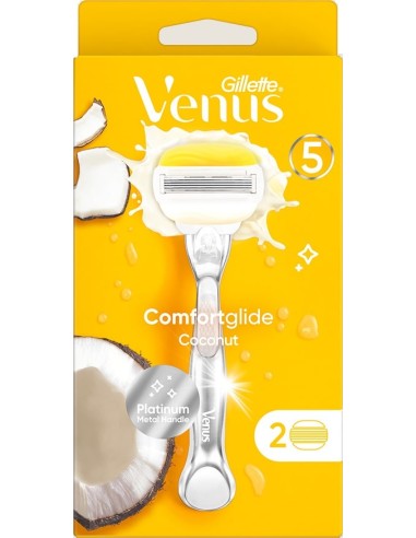 خرید تیغ اصلاح پنج لبه با روغن نارگیل ژیلت Gillette Venus Comfort Glide Coconut Shaving Blade