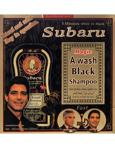 شامپو رنگ مو مشکی و رفع سفیدی مو دوقلوی سوبارو 400میل Subaru Magic Black Hair Shampoo
