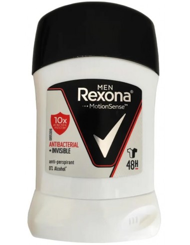 استیک ضد تعریق مردانه رکسونا آنتی باکتریال اینویزیبل 48 ساعته 40 گرمی Rexona Men Antiperspirant Stick Antibacterial Invisible