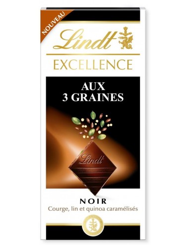 قیمت خرید شکلات تلخ اکسلنس سه دانه لینت 100 گرمی Lindt Excellence Aux 3 Graines Noir