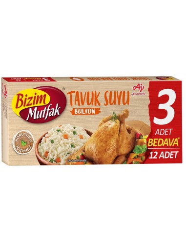 قیمت و خرید عصاره مرغ ترکیه ای بیزیم موتفاک 12 عددی 120 گرمی Bizim Mutfak Tavuk Suyu Bulyon