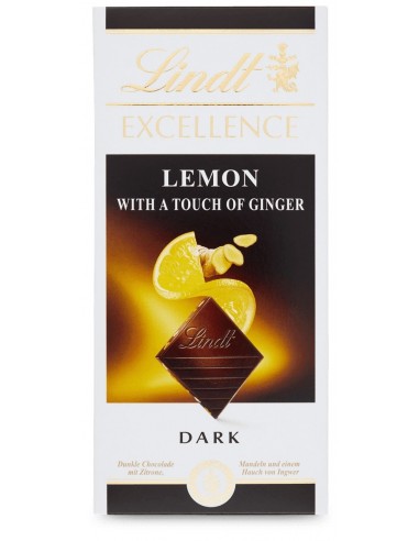 خرید شکلات تلخ تخته ای لینت با طعم لیمو و زنجبیل-100 گرمی Lindt Excellence Lemon & Ginger Dark Chocolate Bar