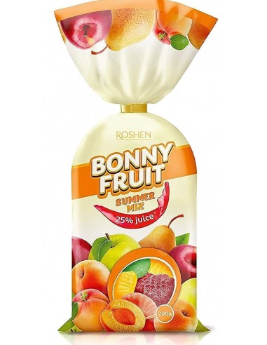 خرید آبنبات ژله ای روشن بونی فروت با طعم میکس انواع میوه Roshen Bonny Fruit Summer Mix Gummy Candy