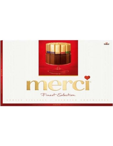 خرید شکلات کادویی مرسی قرمز میکس 7 طعم 250 گرمی Merci Finest Milk & Dark Chocolate Box