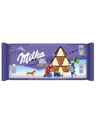 خرید شکلات شیری سویت وینتر میلکا 100 گرمی Milka Sweet Winter Milk and White Chocolate