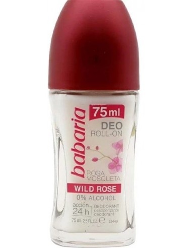خرید رول ضد تعریق باباریا حاوی عصاره گل رز 24 ساعته 75 میل Babaria Wild Rose Deodorant Roll-On
