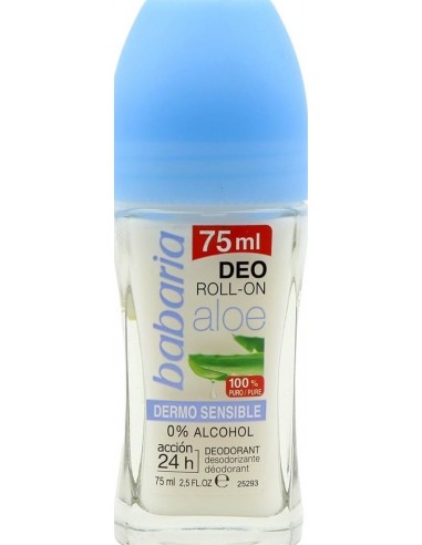 خرید رول ضد تعریق باباریا مخصوص پوست حساس با عصاره آلوورا 24 ساعته- 75 میلی Babaria Deodorant Dermo Sensible Roll On