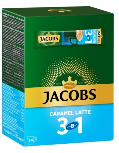 خرید قهوه فوری کارامل لاته 3 در 1 جاکوبز 24 عددی Jacobs 3in1 Caramel Latte Instant Coffee