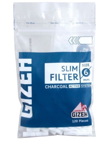فیلتر سیگار پیچ زغالی اسلیم گیزه 120 عددی Gizeh Charcoal Slim 6mm