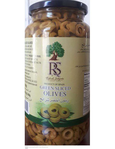 زیتون سبز برش داده اسپانیایی رافائل سالگادو 900 گرمی Rafael Salgado Green Slice Olives 