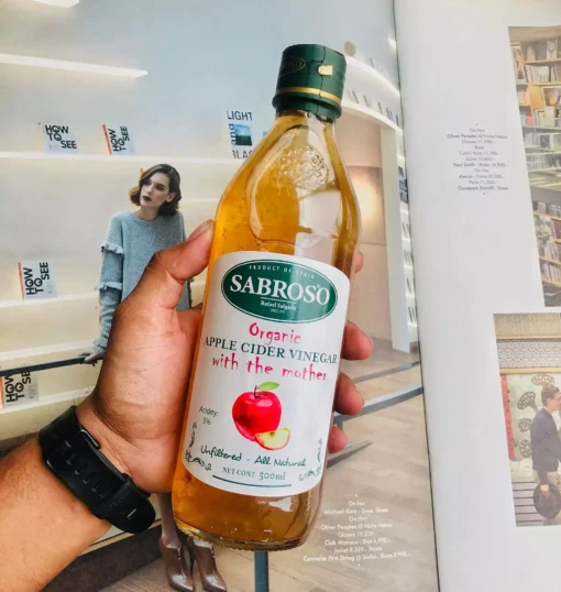 سرکه سيب ارگانيک سابروسو 1 لیتری Sabroso Organic Apple Cider Vinegar With The Mother