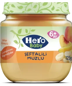 قیمت خرید فروش غذای کمکی کودک (پوره) هیرو بیبی با طعم موز و هلو 125 گرمی Hero Baby Seftalili Muzlu