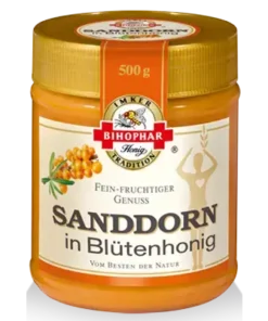 قیمت خرید فروش عسل شکوفه با خولان دریایی بیهوفار آلمانی 500 گرمی Bihophar Sanddorn in Blutenhonig
