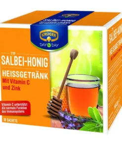 دمنوش عسل و عصاره برگ مریم گلی کروگر آلمان غنی شده با ویتامین C و روی (18 عددی) Kruger Sablei Honig