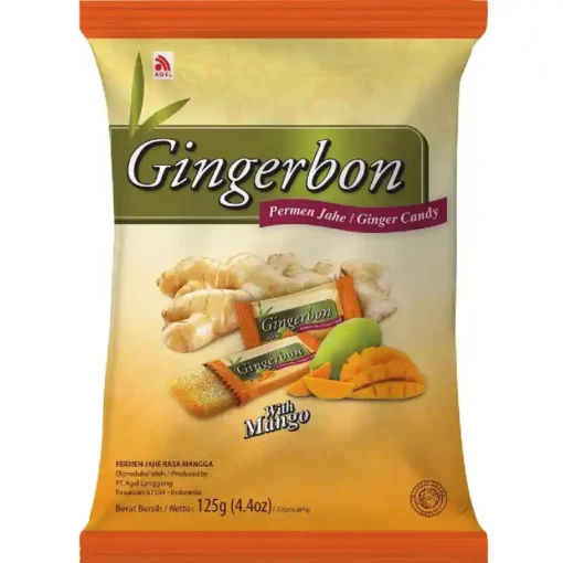خرید پاستیل/آبنبات زنجبیلی با طعم انبه جینجر بون 125گرم Gingerbon Ginger Chewy Candy with Mango