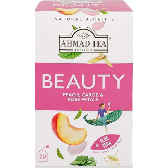 دمنوش بیوتی چای احمد مخصوص سلامت پوست حاوی گزنه، آلوئهورا، هلو و خرنوب 20عددی Ahmad Tea Beauty 1 خرید دمنوش بیوتی چای احمد مخصوص سلامت پوست Ahmad Tea Mint Flavored Green Tea With Mint Leaves