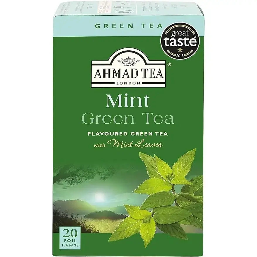 دمنوش چای سبز و نعناع احمد: آرامبخش و نشاطآور 20 عددی Ahmad Tea Green Tea Mint 1 خرید و قیمت دمنوش چای سبز و نعناع احمد: آرامبخش و نشاطآورAhmad Tea Green Tea Mint