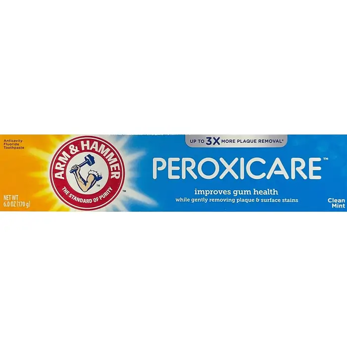خمیر دندان درمانی آرم اند هامر پروکسی کر PeroxiCare (ضد پلاک، جرمگیر و ترمیم لثه) 170 گرم Arm & Hammer PeroxiCare Deep Clean Toothpaste Clean Mint 1 قیمت و خرید خمیر دندان درمانی آرم اند همر مدل PeroxiCare (جرمگیر و ترمیم لثه)170 گرم Arm & Hammer PeroxiCare Deep Clean Toothpaste Clean Mint 6 oz
