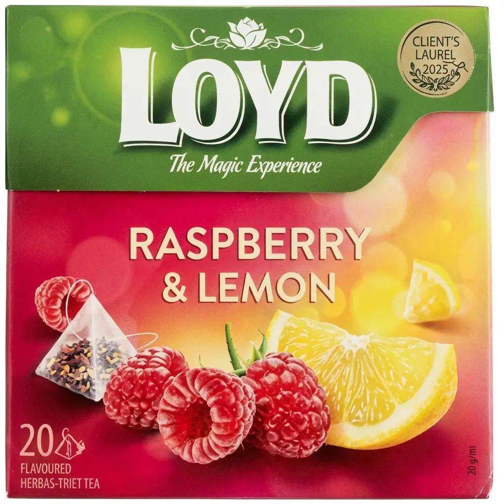 دمنوش کیسهای لوید با طعم تمشک و لیمو - 20 عددی Loyd Raspberry and Lemon 1 خرید و قیمت دمنوش کیسهای لوید با طعم تمشک و لیمو بدون قند و کافئین بسته 20 عددی fruit tea loyd pyramids with raspberry and lemon flavor
