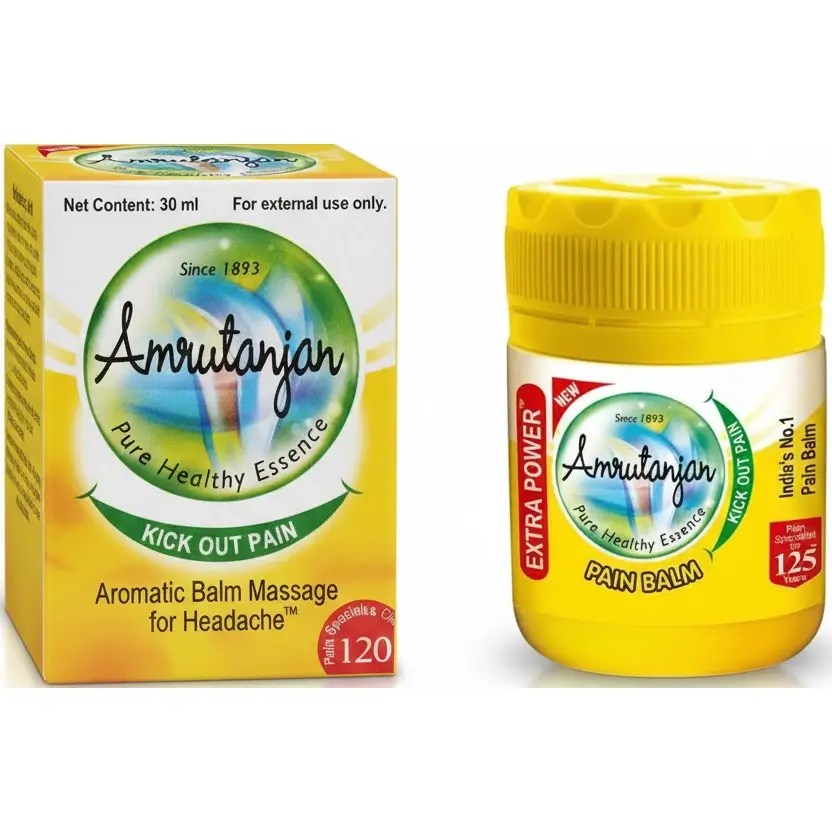 پماد ضد درد آمروتانجان زرد آروماتیک اصل هند گیاهی تسکین فوری سردرد و گرفتگی بینی 30 میل AMRUTANJAN AROMATIC BALM 1 قیمت و خرید پماد ضد درد آمروتانجان آروماتیک اصل هند 30 میل گیاهی تسکین فوری سردرد و گرفتگی بینی AMRUTANJAN AROMATIC BALM