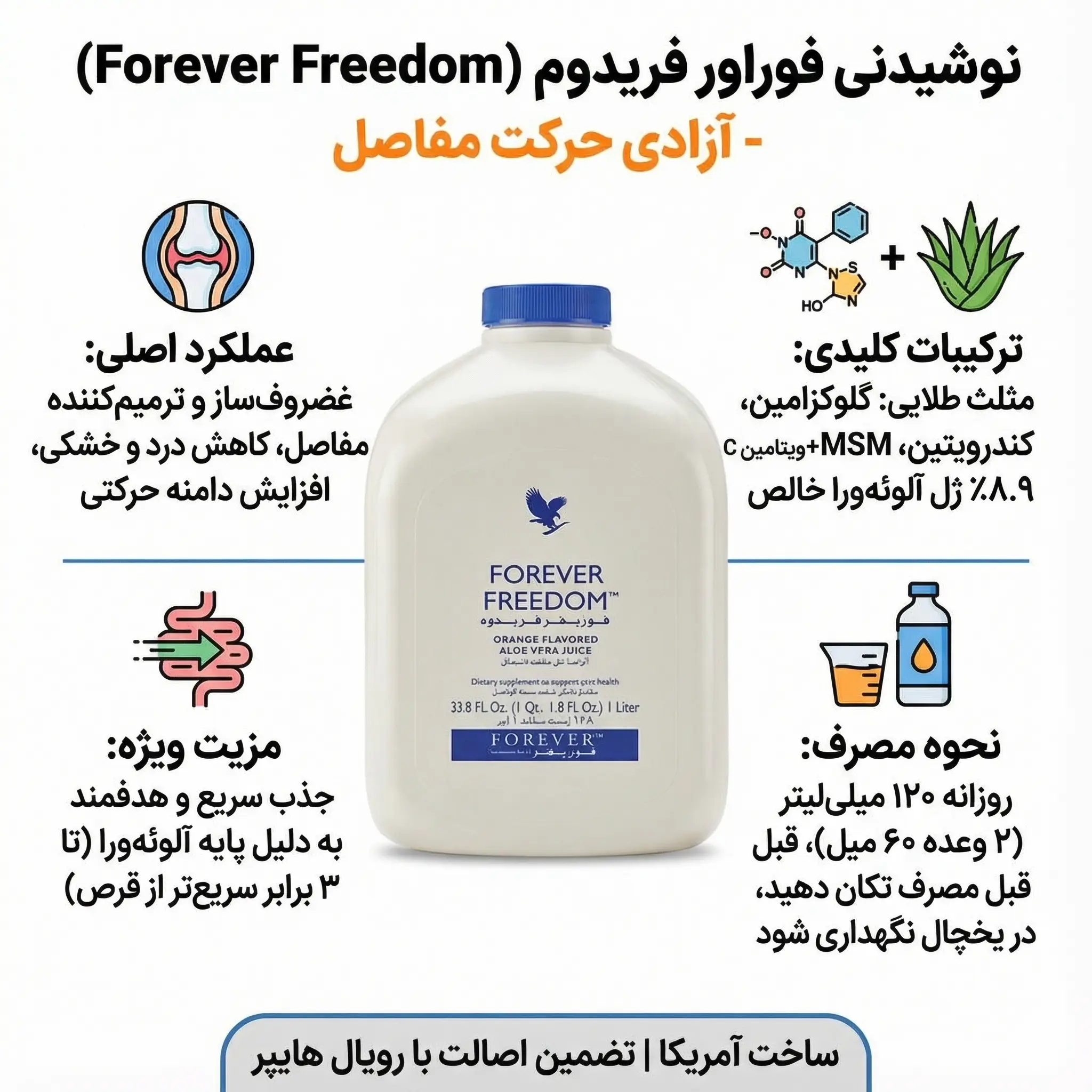 نوشیدنی طبیعی فوراور فریدوم غضروفساز و ترمیمکننده مفاصل ۱ لیتری Forever Living - Forever Freedom 2 Forever Living - Forever Freedom