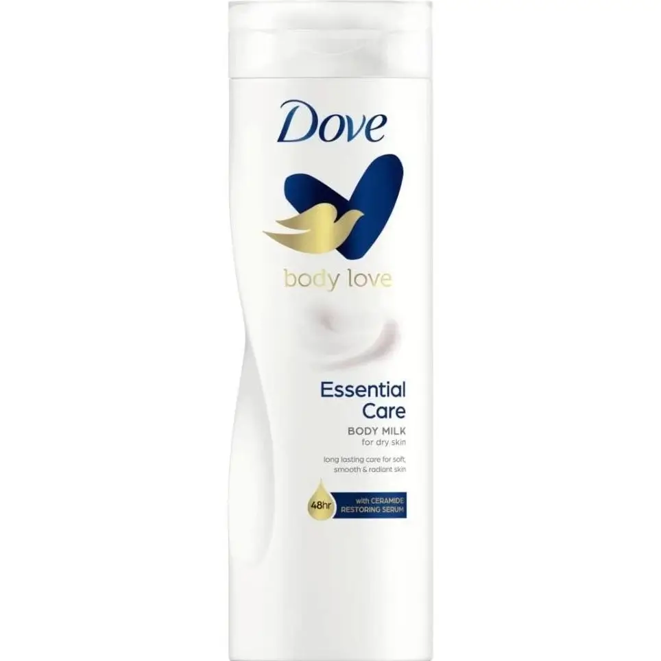 لوسیون بدن شیری ترمیم کننده داو حاوی سرم سرامید مخصوص پوست خشک ۴۰۰ میل Dove Body Love Essential Care Body Milk 1 قیمت و خرید لوسیون بدن شیری داو ترمیم کننده ۴۰۰ میل Dove Body Love Essential Care Body Milk