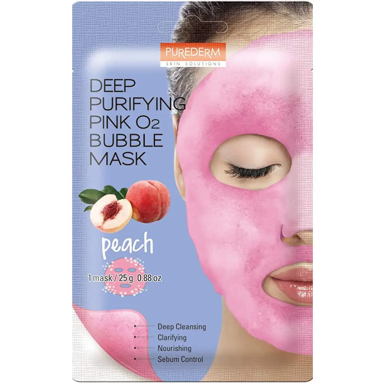 ماسک ورقهای حبابی روشن کننده و آبرسان اکسیژن پیوردرم عصاره هلو 25 گرم Purederm Deep Purifying Pink O2 Bubble Mask 1 قیمت و خرید Purederm Deep Purifying Pink O2 Bubble Mask