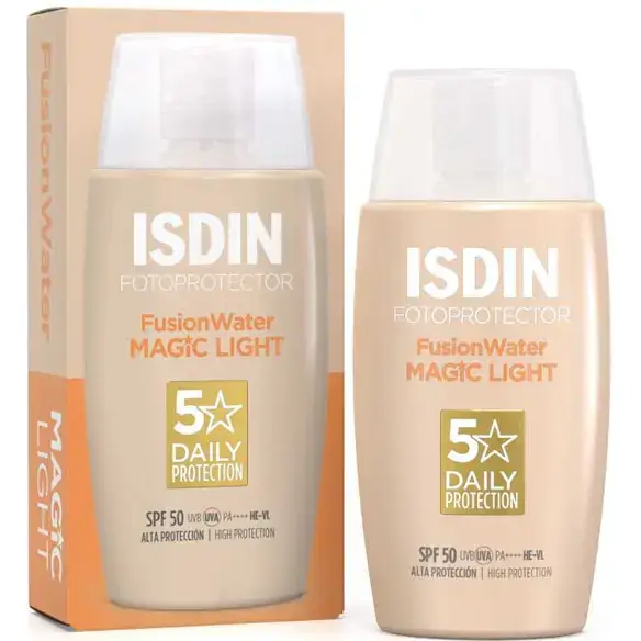 ضد آفتاب رنگی فیوژن واتر مجیک لایت ایزدین فاقد چربی و ضد لک ۵۰ میلی لیتر ISDIN Fusion Water MAGIC Light SPF50 1 قیمت و خرید:ضد آفتاب رنگی فیوژن واتر مجیک لایت ایزدین فاقد چربی و ضد لک ۵۰ میلی لیتر ISDIN Fusion Water MAGIC Light