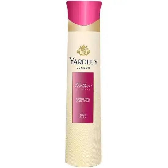 اسپری بدن زنانه یاردلی فدر اترنال ۱۵۰ میل Yardley London Feather Eternal Body Spray 1 قیمت و خریداسپری بدن زنانه یاردلی لاندن طراوتبخش و ضد تعریق روزمره ۱۵۰ میل Yardley London Feather Eternal Body Spray