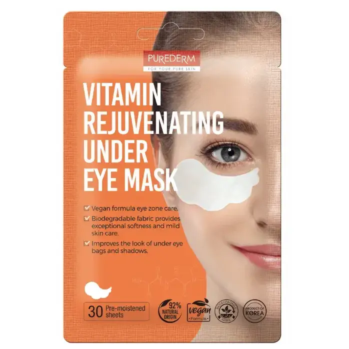 ماسک زیر چشم روشن کننده ویتامینه پیوردرم رفع فوری سیاهی و پف ۳۰ عدد Purederm Vitamin Brightening Under Eye Mask 1 قیمت و خرید:ماسک زیر چشم روشن کننده ویتامینه پیوردرم رفع فوری سیاهی و پف ۳۰ عدد Purederm Vitamin Brightening Under Eye Mask