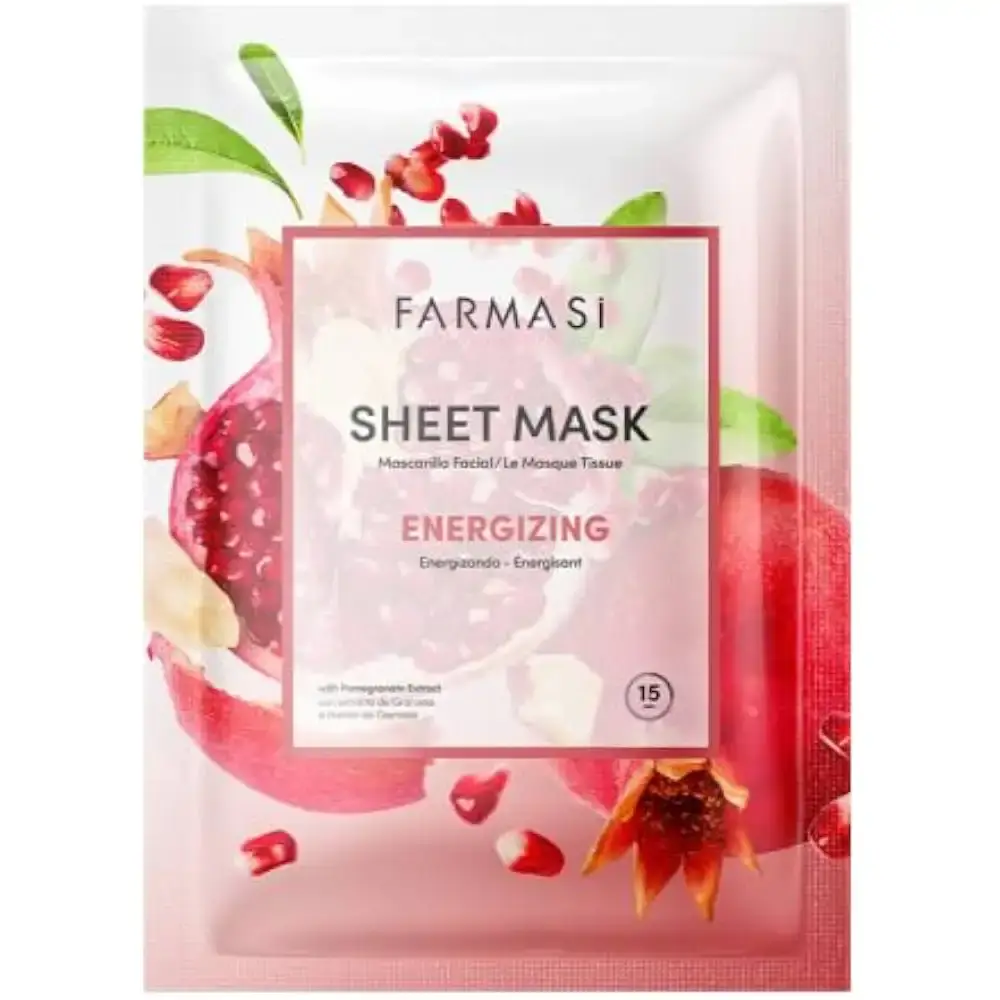 ماسک ورقهای انار فارماسی رطوبت رسانی عالی بسته 5 عددی Farmasi Energizing 1 قیمت و خرید:ماسک ورقهای انار فارماسی رطوبت رسانی عالی بسته 5 عددی Farmasi Energizing
