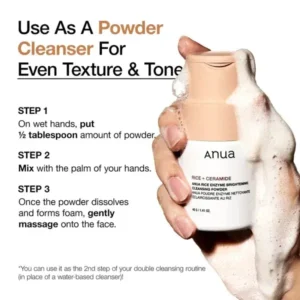 پودر آنزیمی برنج و سرامید آنوا شوینده و روشنکننده ۴۰ گرم Anua Rice Enzyme Brightening Cleansing Powder 7 نقد و بررسی:پودر آنزیمی برنج آنوا شوینده و ماسک روشنکننده برنج و سرامید ۴۰ گرمAnua Rice Enzyme Brightening Cleansing Powder