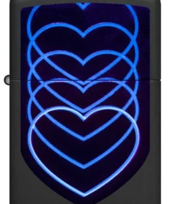 فندک زیپو مشکی مات طرح قلب بلک لایت Zippo 48593 Hearts Design 11 فندک زیپو مشکی مات طرح قلب بلک لایت Zippo 48593 Hearts Design