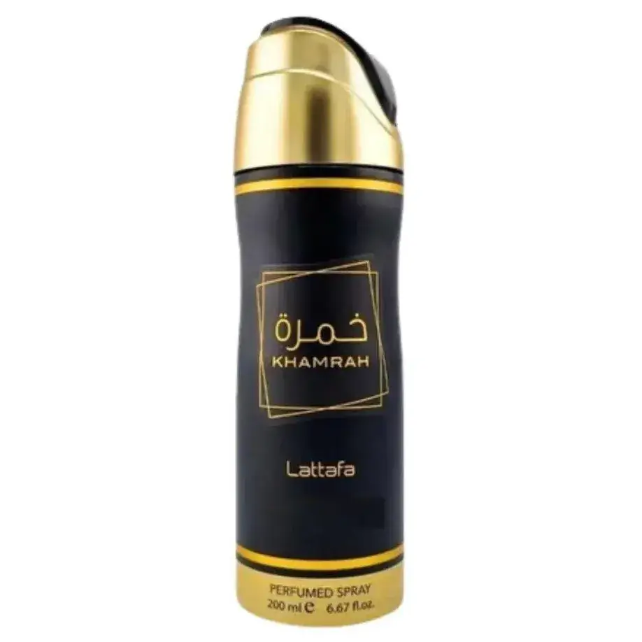 اسپری بدن لطافه خمره 200 میل Lattafa Khamrah 1 قیمت و خرید:اسپری بدن خمره لطافه کنترل بوی تعریق با رایحه گرم و گورماند 200 میل Lattafa Khamrah
