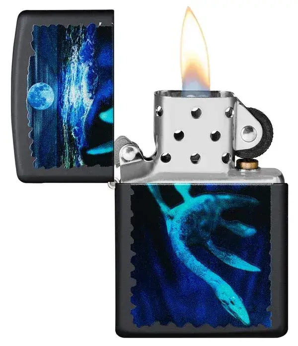 فندک زیپو مشکی مات طرح هیولای لاک نس بلک لایت Zippo 49697 Black Light Loch Ness Design 3 فندک زیپو مشکی مات طرح هیولای لاک نس بلک لایت Zippo 49697Black Light Loch Ness Design