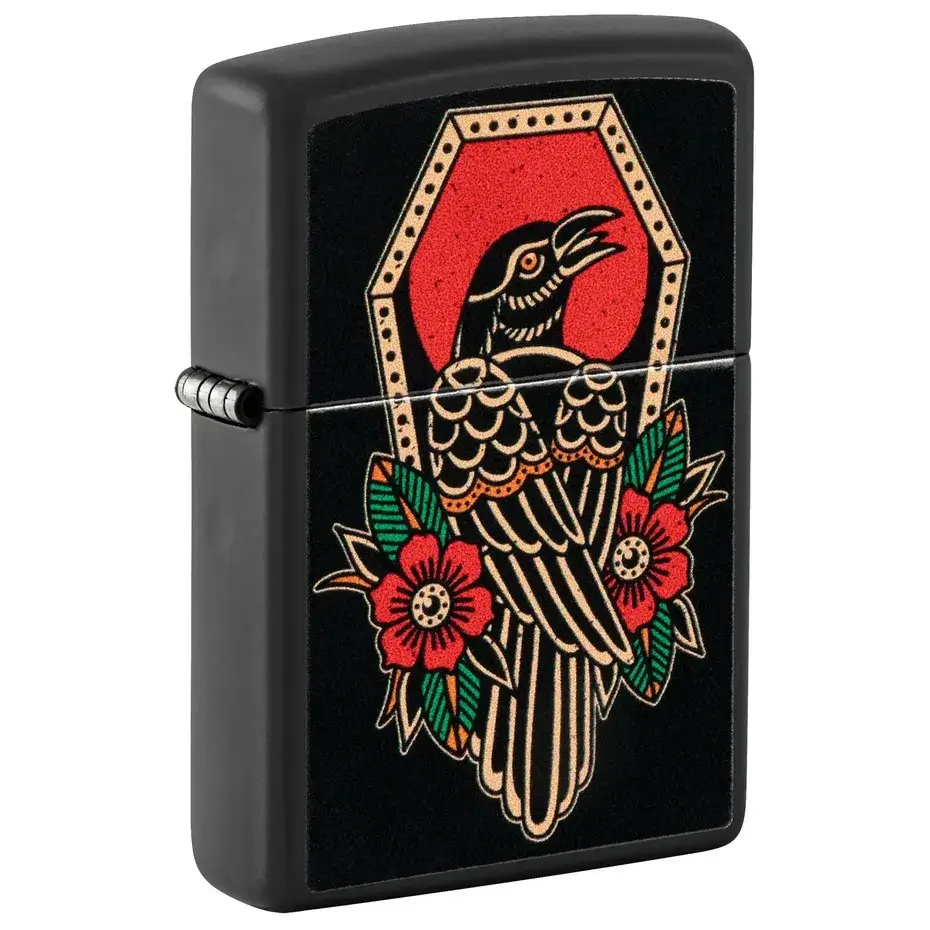 فندک زیپو مشکی مات طرح کلاغ تتو Zippo 48611 Crow Tattoo Design 1 قیمت و خرید:فندک زیپو مشکی مات طرح کلاغ تتو Zippo 48611 Crow Tattoo Design