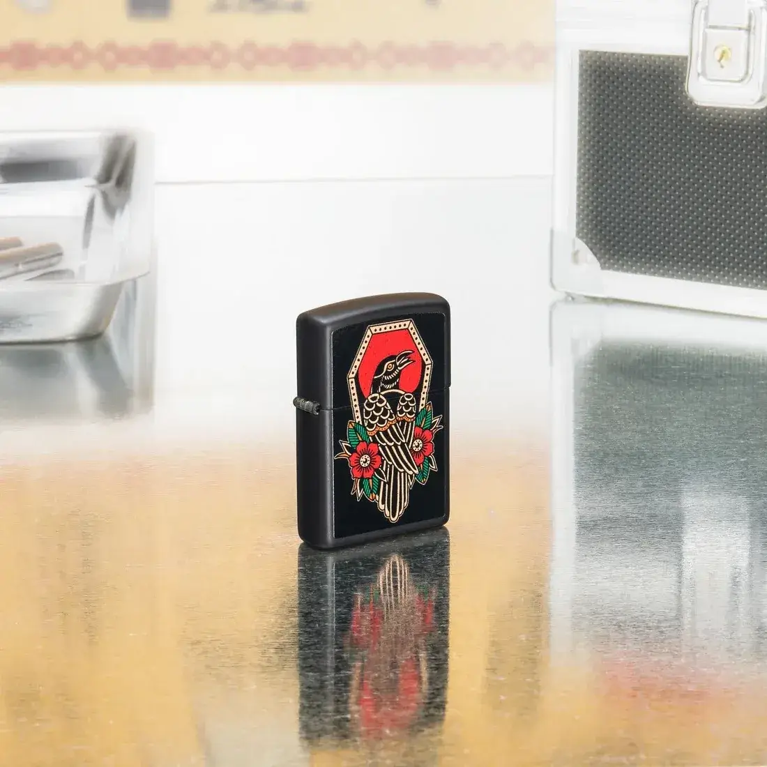 فندک زیپو مشکی مات طرح کلاغ تتو Zippo 48611 Crow Tattoo Design 2 قیمت و خرید:فندک زیپو مشکی مات طرح کلاغ تتو Zippo 48611 Crow Tattoo Design