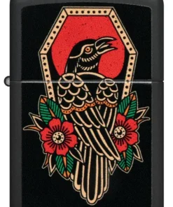 فندک زیپو مشکی مات طرح کلاغ تتو Zippo 48611 Crow Tattoo Design 9 فندک زیپو مشکی مات طرح کلاغ تتو Zippo 48611 Crow Tattoo Design