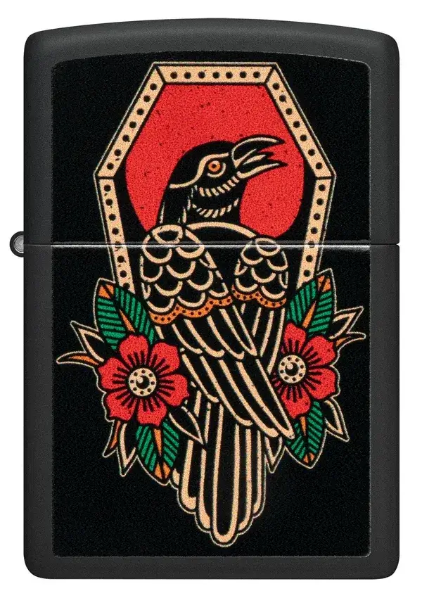 فندک زیپو مشکی مات طرح کلاغ تتو Zippo 48611 Crow Tattoo Design 5 فندک زیپو مشکی مات طرح کلاغ تتو Zippo 48611 Crow Tattoo Design - تصویر 5