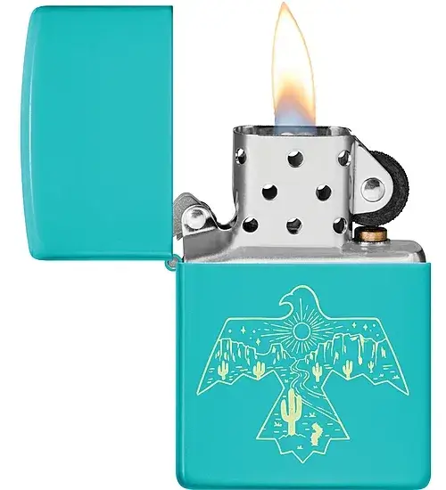فندک زیپو فیروزهای مات طرح تاندربرد Zippo 48522 Thunderbird Design 2 فندک زیپو فیروزهای مات طرح تاندربرد Zippo 48522 Thunderbird Design