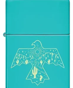 فندک زیپو فیروزهای مات طرح تاندربرد Zippo 48522 Thunderbird Design 5 فندک زیپو فیروزهای مات طرح تاندربرد Zippo 48522 Thunderbird Design