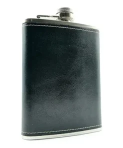 فلاسک جیبی طرح چرم مشکی ان بی کو مدل FLNB-1256 7 نمای روبهرو از فلاسک جیبی طرح چرم مشکی ان بی کو