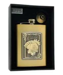فلاسک جیبی طرح کارت و تاس ان بی کو مدل FLNB-734 8 فلاسک جیبی طرح کارت و تاس ان بی کو و قیف در جعبهی هدیهی باز