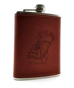فلاسک جیبی طرح چرم سرخپوست ان بی کو مدل FLNB-1260 7 نمای روبهرو از فلاسک جیبی طرح چرم سرخپوست ان بی کو