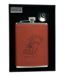 فلاسک جیبی طرح چرم سرخپوست ان بی کو مدل FLNB-1260 6 فلاسک جیبی طرح چرم سرخپوست ان بی کو و قیف در جعبهی هدیهی باز