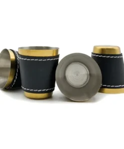 ست فلاسک جیبی و ۴ شات طرح چرم ذغالی با مدال طلایی ان بی کو مدل FLNB-1283 7 چهار شات همراه ست فلاسک جیبی و شات طرح چرم ذغالی با مدال طلایی ان بی کو