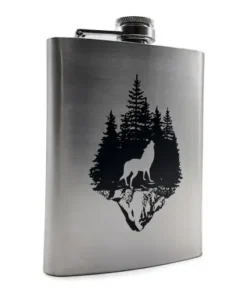 ست فلاسک جیبی و ۴ شات طرح گرگ ان بی کو مدل FLNB-1243 6 نمای روبهرو از فلاسک جیبی طرح گرگ ان بی کو